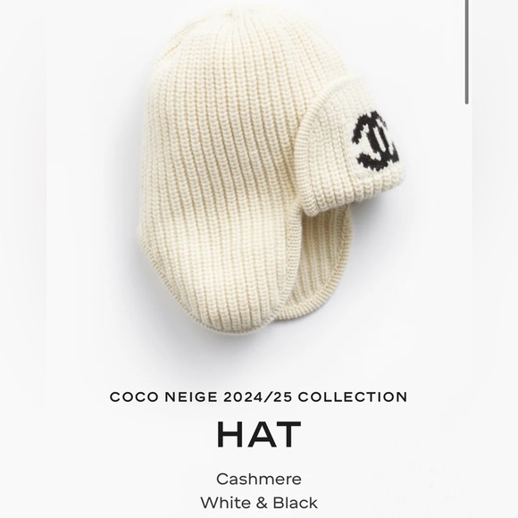 Auth BN Chanel 24N CC Logo Ear Warmer White Cashmere Beanie - Picture 6 of 7